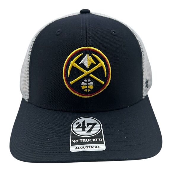 '47 Brand Trucker Denver Nuggets Hat Cap Snapback‎ Adjustable Navy Blue NBA Mesh - Picture 1 of 8